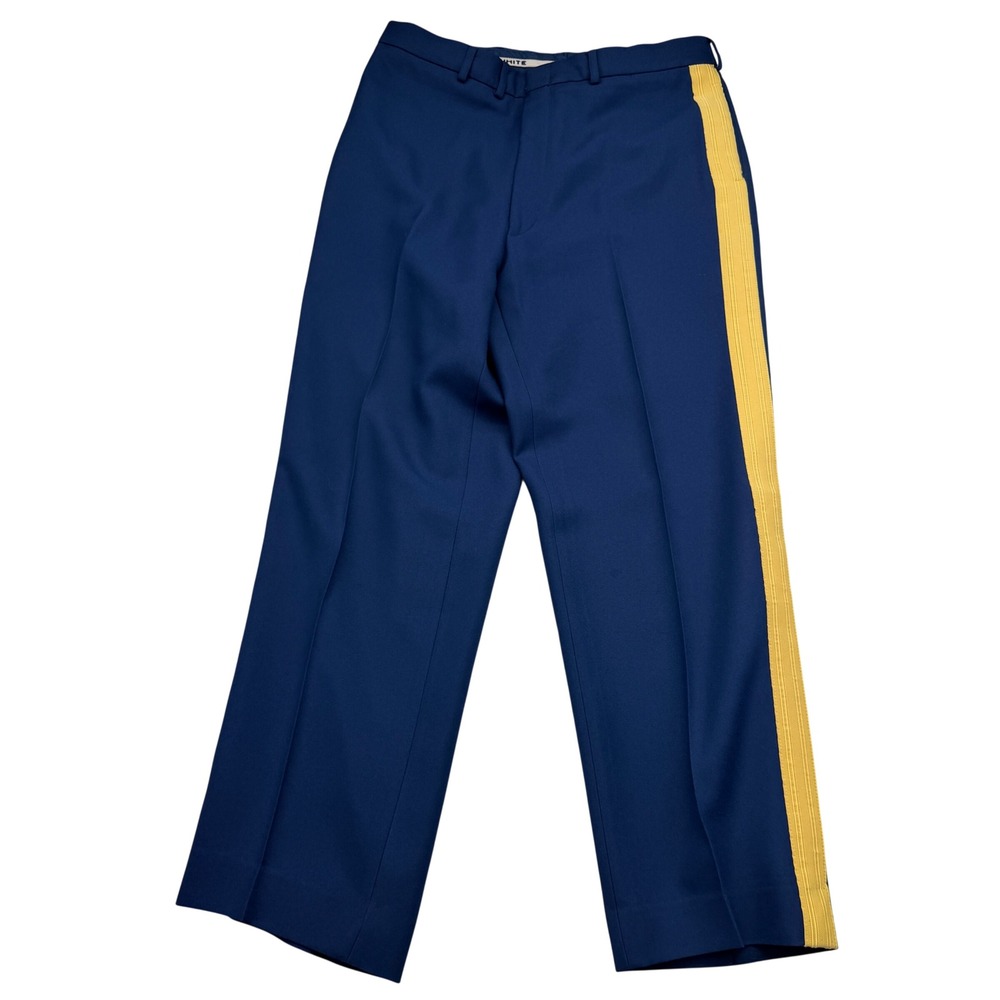 Marlow White Dress Trousers Men 34x32 Blue US Army Certified Yellow Stripe 451